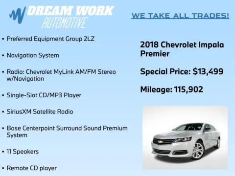 Photos of 2018 Chevrolet Impala Premier for sale in Charlotte, NC at Dream Work Automotive
