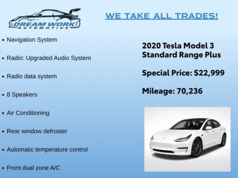 Photos of 2020 Tesla Model 3 Standard Range Plus for sale in Charlotte, NC at Dream Work Automotive