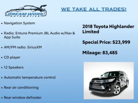 Photos of 2018 Toyota Highlander Limited for sale in Charlotte, NC at Dream Work Automotive