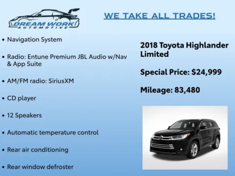 Photos of 2018 Toyota Highlander Limited for sale in Charlotte, NC at Dream Work Automotive