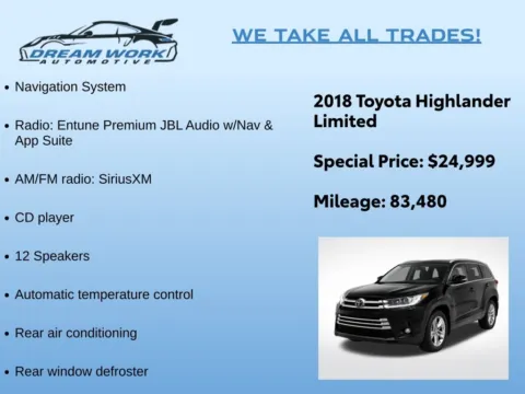 Photos of 2018 Toyota Highlander Limited for sale in Charlotte, NC at Dream Work Automotive