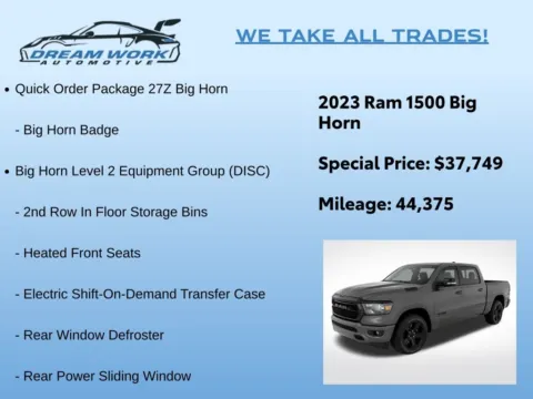 Photos of 2023 Ram 1500 Big Horn/Lone Star for sale in Charlotte, NC at Dream Work Automotive