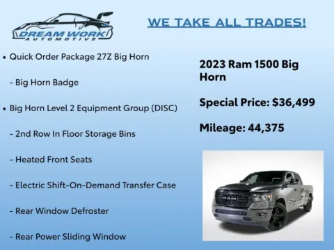 Photos of 2023 Ram 1500 Big Horn/Lone Star for sale in Charlotte, NC at Dream Work Automotive