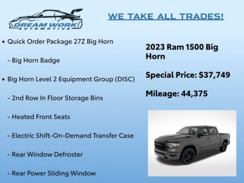 Photos of 2023 Ram 1500 Big Horn/Lone Star for sale in Charlotte, NC at Dream Work Automotive