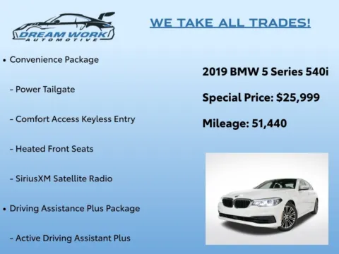 Photos of 2019 BMW 5 Series 540i for sale in Charlotte, NC at Dream Work Automotive