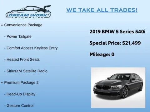 Photos of 2019 BMW 5 Series 540i for sale in Charlotte, NC at Dream Work Automotive