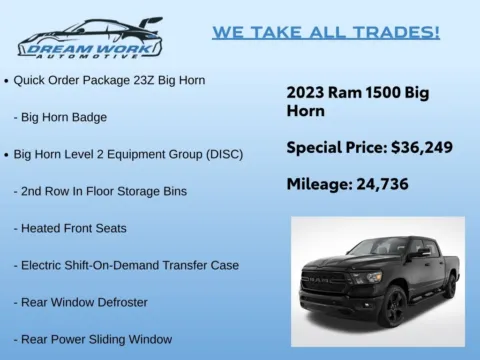 Photos of 2023 Ram 1500 Big Horn/Lone Star for sale in Charlotte, NC at Dream Work Automotive