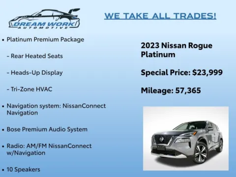 Photos of 2023 Nissan Rogue Platinum for sale in Charlotte, NC at Dream Work Automotive