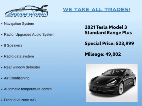 Photos of 2021 Tesla Model 3 Standard Range Plus for sale in Charlotte, NC at Dream Work Automotive