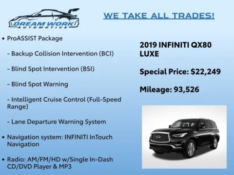Photos of 2019 INFINITI QX80 LUXE for sale in Charlotte, NC at Dream Work Automotive