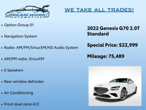 Photos of 2022 Genesis G70 2.0T for sale in Charlotte, NC at Dream Work Automotive