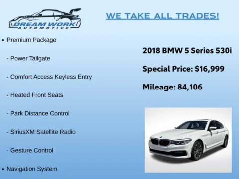 Photos of 2018 BMW 5 Series 530i for sale in Charlotte, NC at Dream Work Automotive