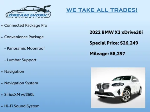 Photos of 2022 BMW X3 xDrive30i for sale in Charlotte, NC at Dream Work Automotive