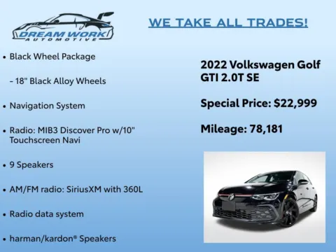 Photos of 2022 Volkswagen Golf GTI 2.0T SE for sale in Charlotte, NC at Dream Work Automotive