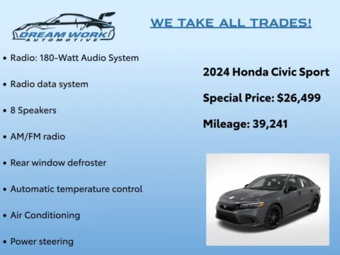 Photos of 2024 Honda Civic Sport for sale in Charlotte, NC at Dream Work Automotive