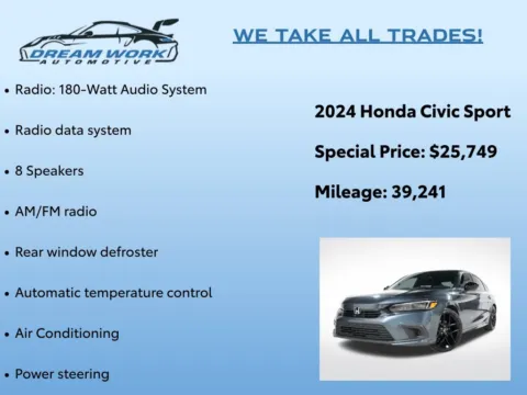 Photos of 2024 Honda Civic Sport for sale in Charlotte, NC at Dream Work Automotive