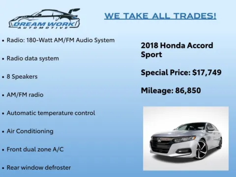 Photos of 2018 Honda Accord Sport for sale in Charlotte, NC at Dream Work Automotive