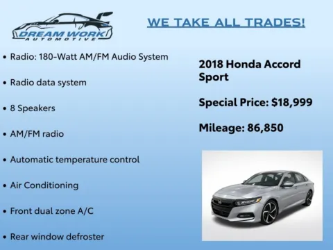 Photos of 2018 Honda Accord Sport for sale in Charlotte, NC at Dream Work Automotive