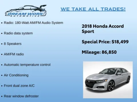 Photos of 2018 Honda Accord Sport for sale in Charlotte, NC at Dream Work Automotive