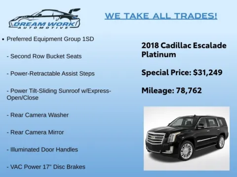 Photos of 2018 Cadillac Escalade Platinum Edition for sale in Charlotte, NC at Dream Work Automotive
