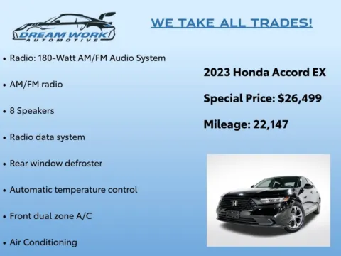 Photos of 2023 Honda Accord EX for sale in Charlotte, NC at Dream Work Automotive