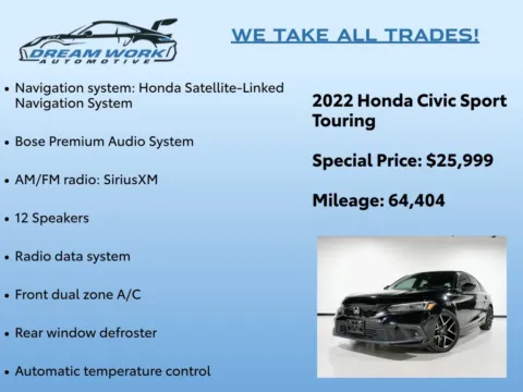 Photos of 2022 Honda Civic Sport Touring for sale in Charlotte, NC at Dream Work Automotive