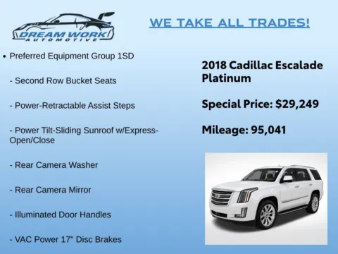 Photos of 2018 Cadillac Escalade Platinum Edition for sale in Charlotte, NC at Dream Work Automotive