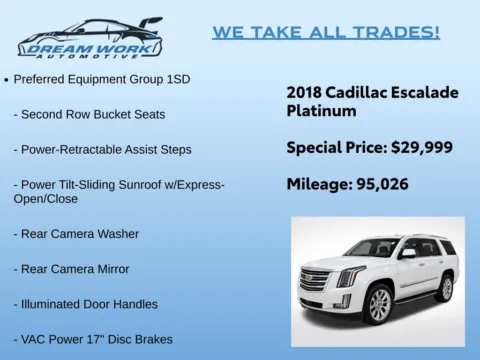 Photos of 2018 Cadillac Escalade Platinum Edition for sale in Charlotte, NC at Dream Work Automotive