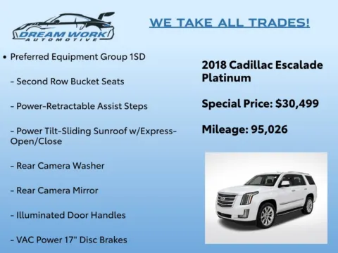 Photos of 2018 Cadillac Escalade Platinum Edition for sale in Charlotte, NC at Dream Work Automotive