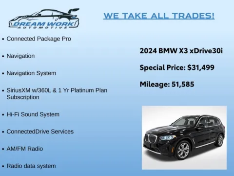 Photos of 2024 BMW X3 xDrive30i for sale in Charlotte, NC at Dream Work Automotive