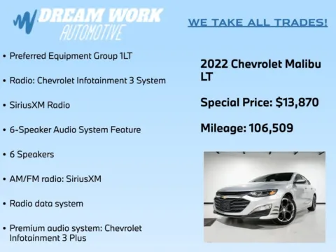 Photos of 2022 Chevrolet Malibu LT for sale in Charlotte, NC at Dream Work Automotive