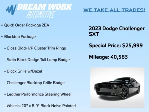 Photos of 2023 Dodge Challenger SXT for sale in Charlotte, NC at Dream Work Automotive