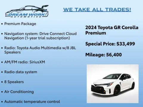 Photos of 2024 Toyota GR Corolla Premium for sale in Charlotte, NC at Dream Work Automotive
