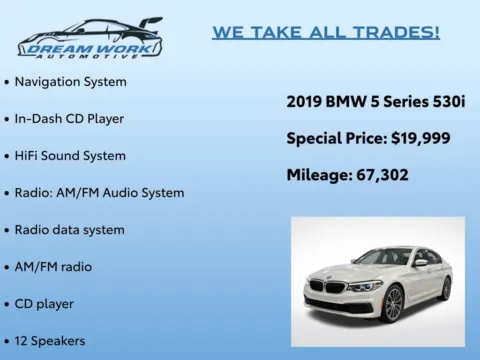 Photos of 2019 BMW 5 Series 530i for sale in Charlotte, NC at Dream Work Automotive