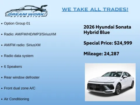 Photos of 2026 Hyundai Sonata Hybrid Blue for sale in Charlotte, NC at Dream Work Automotive