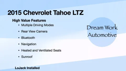 Another view of 2015 Chevrolet Tahoe LTZ for sale in Charlotte, NC at Dream Work Automotive