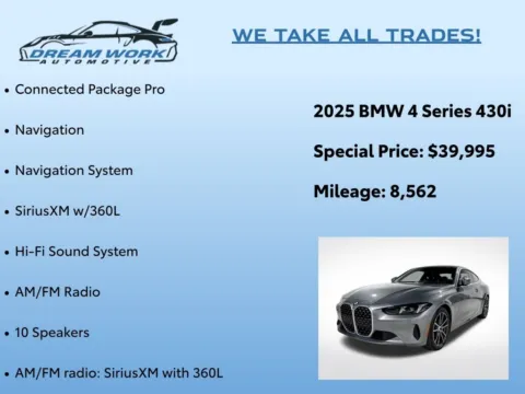 Photos of 2025 BMW 4 Series 430i for sale in Charlotte, NC at Dream Work Automotive