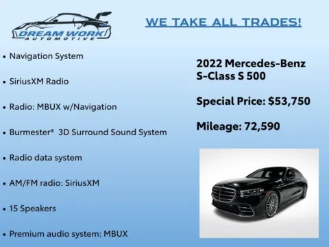 Photos of 2022 Mercedes-Benz S-Class S 500 for sale in Charlotte, NC at Dream Work Automotive
