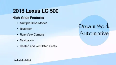 Another view of 2018 Lexus LC 500 for sale in Charlotte, NC at Dream Work Automotive
