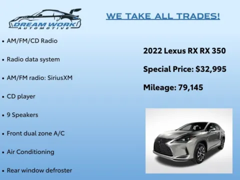 Photos of 2022 Lexus RX 350 for sale in Charlotte, NC at Dream Work Automotive