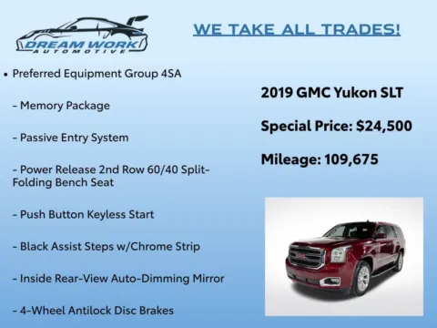 Photos of 2019 GMC Yukon SLT for sale in Charlotte, NC at Dream Work Automotive
