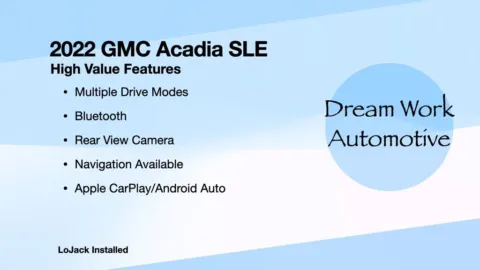 Another view of 2022 GMC Acadia SLE for sale in Charlotte, NC at Dream Work Automotive