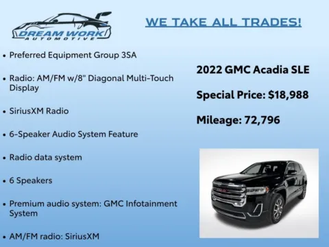 Photos of 2022 GMC Acadia SLE for sale in Charlotte, NC at Dream Work Automotive