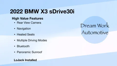 Another view of 2022 BMW X3 sDrive30i for sale in Charlotte, NC at Dream Work Automotive