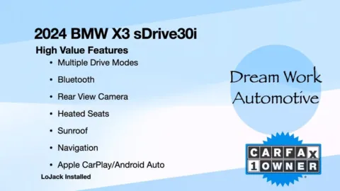 Another view of 2024 BMW X3 sDrive30i for sale in Charlotte, NC at Dream Work Automotive