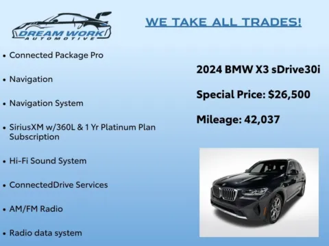 Photos of 2024 BMW X3 sDrive30i for sale in Charlotte, NC at Dream Work Automotive