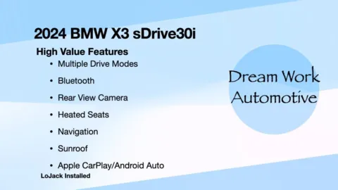 Another view of 2024 BMW X3 sDrive30i for sale in Charlotte, NC at Dream Work Automotive