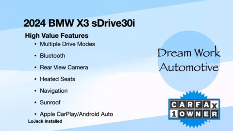 Another view of 2024 BMW X3 sDrive30i for sale in Charlotte, NC at Dream Work Automotive