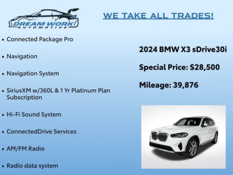 Photos of 2024 BMW X3 sDrive30i for sale in Charlotte, NC at Dream Work Automotive
