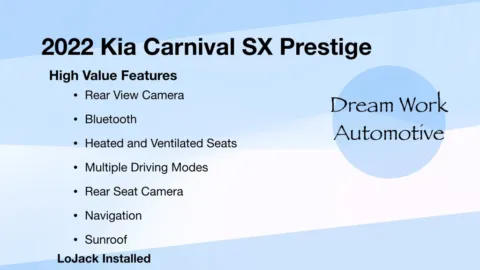 Another view of 2022 Kia Carnival SX Prestige for sale in Charlotte, NC at Dream Work Automotive